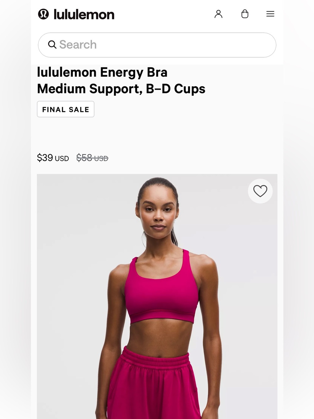 lululemon Energy Bra
Medium Support, B–D Cups